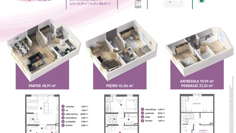 Rzut - Dom na sprzedaż 4 pokoje o powierzchni 123,39 m² - numer 15b w Osiedle Pastell