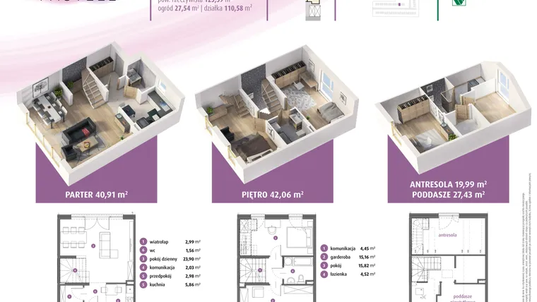 Rzut - Dom na sprzedaż 4 pokoje o powierzchni 123,39 m² - numer 18b w Osiedle Pastell