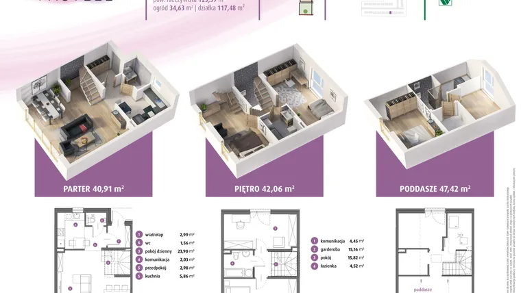 Rzut - Dom na sprzedaż 4 pokoje o powierzchni 126,74 m² - numer 26a w Osiedle Pastell