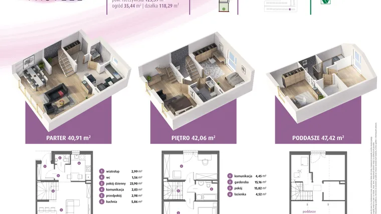 Rzut - Dom na sprzedaż 4 pokoje o powierzchni 126,74 m² - numer 27b w Osiedle Pastell
