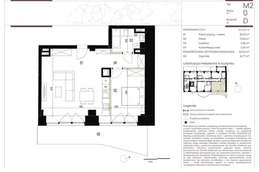 Rzut - Mieszkanie na sprzedaż 2 pokoje o powierzchni 52,34 m² - numer D.0.4 w Nowa Stawowa