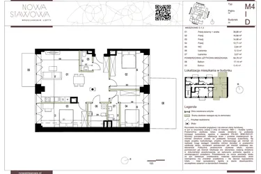 Rzut - Mieszkanie na sprzedaż 4 pokoje o powierzchni 95,04 m² - numer D.1.3 w Nowa Stawowa