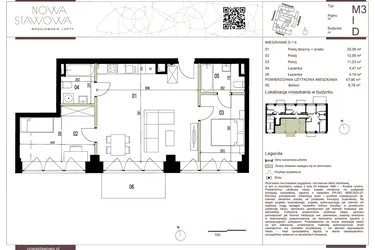 Rzut - Mieszkanie na sprzedaż 1 pokój o powierzchni 26,54 m² - numer D.1.4 w Nowa Stawowa