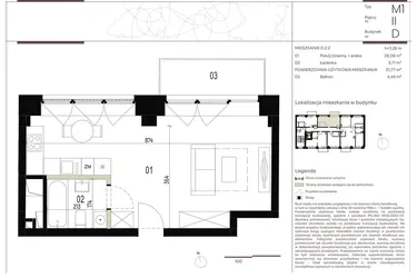 Rzut - Mieszkanie na sprzedaż 1 pokój o powierzchni 31,77 m² - numer D.2.2 w Nowa Stawowa