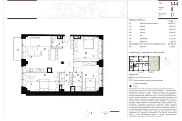 Rzut - Mieszkanie na sprzedaż 4 pokoje o powierzchni 99,26 m² - numer D.2.3 w Nowa Stawowa