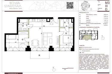 Rzut - Mieszkanie na sprzedaż 1 pokój o powierzchni 27,18 m² - numer D.3.4 w Nowa Stawowa