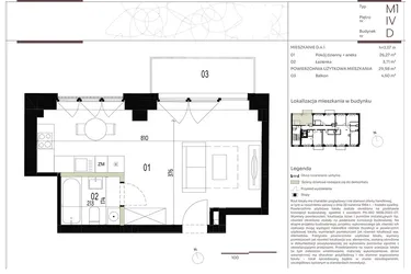 Rzut - Mieszkanie na sprzedaż 1 pokój o powierzchni 29,98 m² - numer D.4.1 w Nowa Stawowa