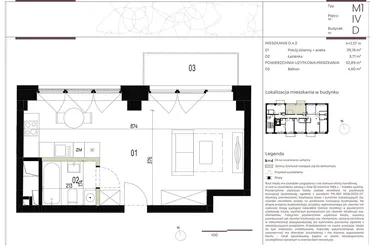Rzut - Mieszkanie na sprzedaż 1 pokój o powierzchni 32,89 m² - numer D.4.2 w Nowa Stawowa