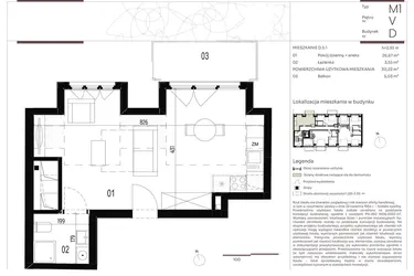 Rzut - Mieszkanie na sprzedaż 1 pokój o powierzchni 30,22 m² - numer D.5.1 w Nowa Stawowa