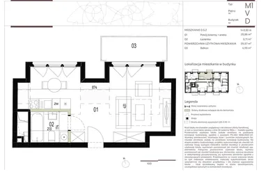 Rzut - Mieszkanie na sprzedaż 1 pokój o powierzchni 29,57 m² - numer D.5.2 w Nowa Stawowa