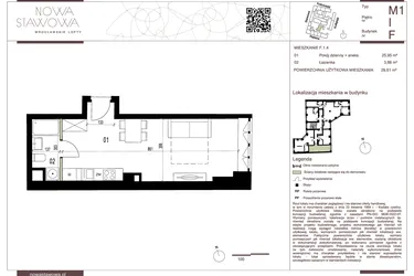 Rzut - Mieszkanie na sprzedaż 1 pokój o powierzchni 33,02 m² - numer F.1.4 w Nowa Stawowa