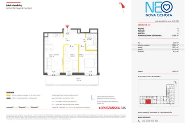 Rzut - Mieszkanie na sprzedaż 3 pokoje o powierzchni 52,64 m² - numer 33 w Neo Nova Ochota