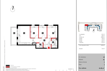 Rzut - Mieszkanie na sprzedaż 4 pokoje o powierzchni 60,25 m² - numer 10 w Mochtyńska 56