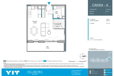 Rzut - Mieszkanie na sprzedaż 1 pokój o powierzchni 75,64 m² - numer CA0304 w Talarowa Park