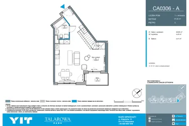 Rzut - Mieszkanie na sprzedaż 1 pokój o powierzchni 81,65 m² - numer CA0306 w Talarowa Park