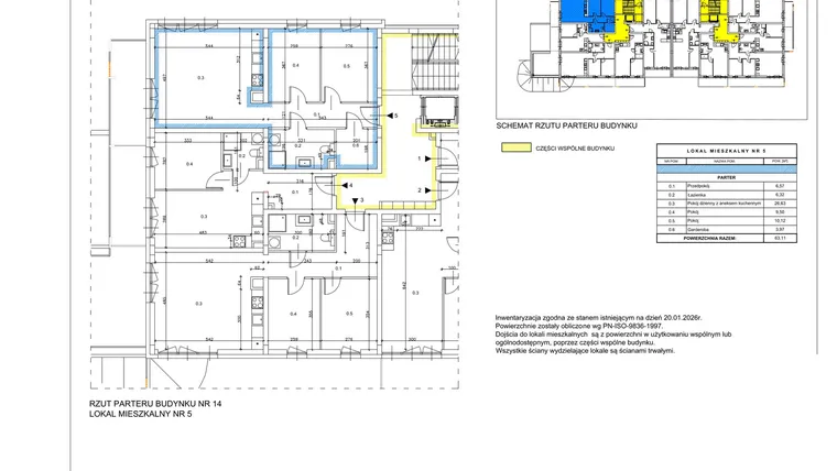 Rzut - Mieszkanie na sprzedaż 3 pokoje o powierzchni 63,11 m² - numer A05 w Lwowska 14