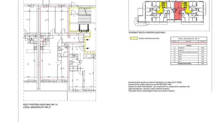Rzut - Mieszkanie na sprzedaż 4 pokoje o powierzchni 79,94 m² - numer B01 w Lwowska 14