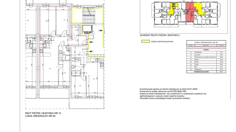 Rzut - Mieszkanie na sprzedaż 4 pokoje o powierzchni 82,19 m² - numer B06 w Lwowska 14
