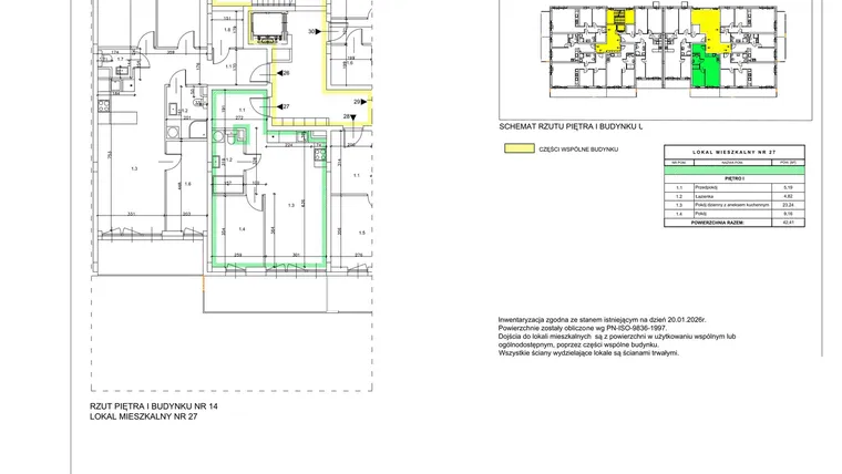 Rzut - Mieszkanie na sprzedaż 2 pokoje o powierzchni 42,41 m² - numer B07 w Lwowska 14