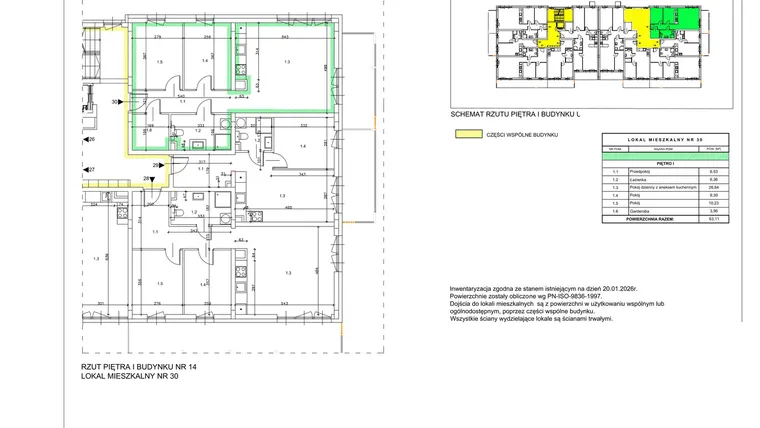 Rzut - Mieszkanie na sprzedaż 3 pokoje o powierzchni 63,11 m² - numer B10 w Lwowska 14