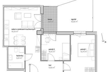 Rzut - Mieszkanie na sprzedaż 3 pokoje o powierzchni 57,18 m² - numer A.00.004 w Unii Lubelskiej Vita