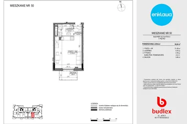 Rzut - Mieszkanie na sprzedaż 1 pokój o powierzchni 29,04 m² - numer Z4.50 w Enklawa Apartamenty Z4 i Z5