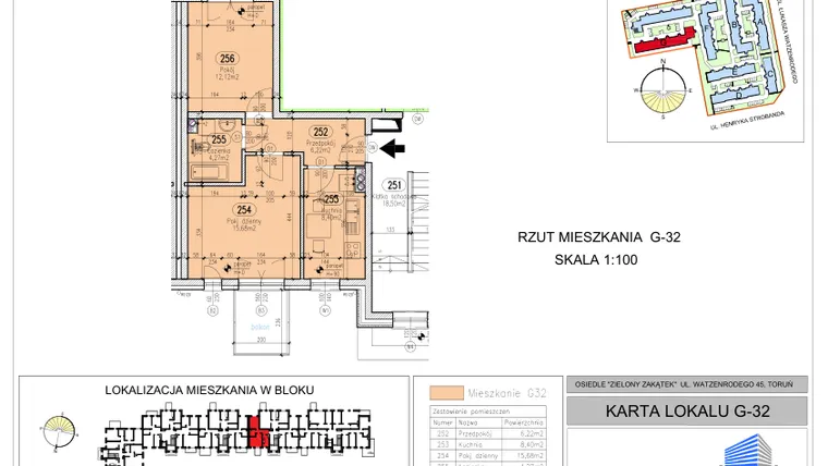 Rzut - Mieszkanie na sprzedaż 2 pokoje o powierzchni 46,69 m² - numer G-32 w Zielony Zakątek - bud. G