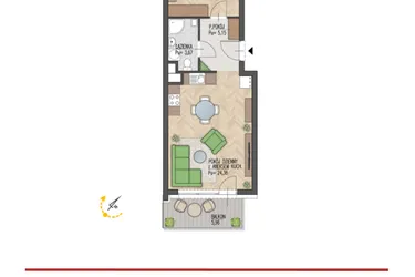 Rzut - Mieszkanie na sprzedaż 2 pokoje o powierzchni 44,76 m² - numer 6 w Enklawa Starosielce