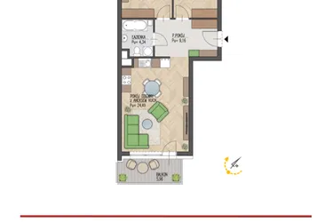 Rzut - Mieszkanie na sprzedaż 3 pokoje o powierzchni 58,82 m² - numer 30 w Enklawa Starosielce