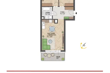 Rzut - Mieszkanie na sprzedaż 3 pokoje o powierzchni 59,07 m² - numer 33 w Enklawa Starosielce