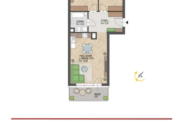 Rzut - Mieszkanie na sprzedaż 3 pokoje o powierzchni 58,76 m² - numer 36 w Enklawa Starosielce
