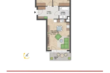 Rzut - Mieszkanie na sprzedaż 3 pokoje o powierzchni 59,87 m² - numer 37 w Enklawa Starosielce