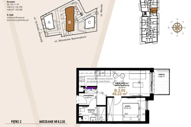 Rzut - Mieszkanie na sprzedaż 2 pokoje o powierzchni 40,23 m² - numer VB.2.05 w Vanda Park