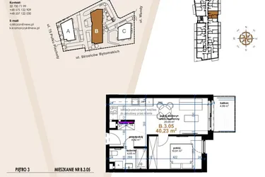 Rzut - Mieszkanie na sprzedaż 2 pokoje o powierzchni 40,23 m² - numer VB.3.05 w Vanda Park