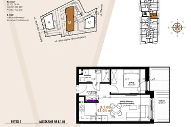 Rzut - Mieszkanie na sprzedaż 2 pokoje o powierzchni 41,04 m² - numer VB.1.06 w Vanda Park