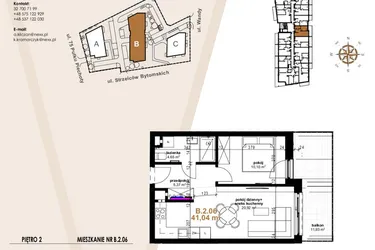 Rzut - Mieszkanie na sprzedaż 2 pokoje o powierzchni 41,04 m² - numer VB.2.06 w Vanda Park