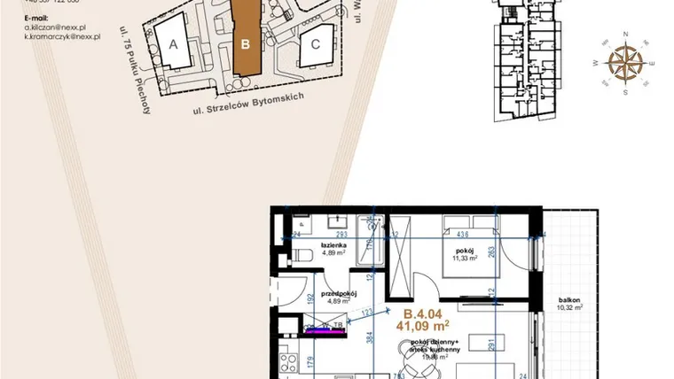 Rzut - Mieszkanie na sprzedaż 2 pokoje o powierzchni 41,09 m² - numer VB.4.04 w Vanda Park