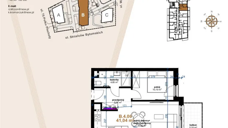 Rzut - Mieszkanie na sprzedaż 2 pokoje o powierzchni 41,04 m² - numer VB.4.06 w Vanda Park
