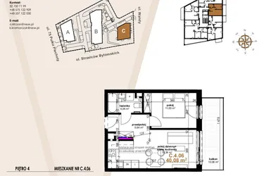 Rzut - Mieszkanie na sprzedaż 2 pokoje o powierzchni 40,08 m² - numer VC.4.06 w Vanda Park