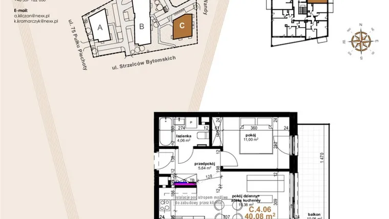 Rzut - Mieszkanie na sprzedaż 2 pokoje o powierzchni 40,08 m² - numer VC.4.06 w Vanda Park