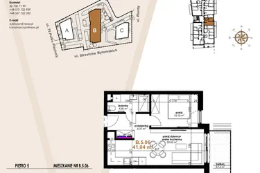Rzut - Mieszkanie na sprzedaż 2 pokoje o powierzchni 41,04 m² - numer VB.5.06 w Vanda Park