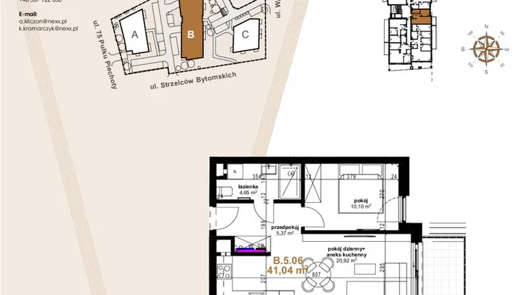 Rzut - Mieszkanie na sprzedaż 2 pokoje o powierzchni 41,04 m² - numer VB.5.06 w Vanda Park