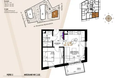Rzut - Mieszkanie na sprzedaż 2 pokoje o powierzchni 42,18 m² - numer VC.2.02 w Vanda Park