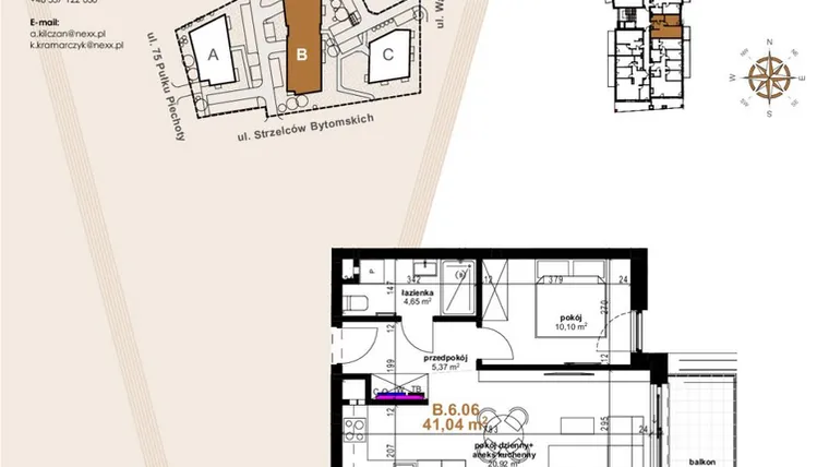 Rzut - Mieszkanie na sprzedaż 2 pokoje o powierzchni 41,04 m² - numer VB.6.06 w Vanda Park