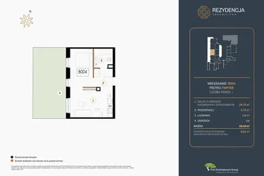 Rzut - Mieszkanie na sprzedaż 1 pokój o powierzchni 40,15 m² - numer B.004 w Rezydencja Śródmiejska