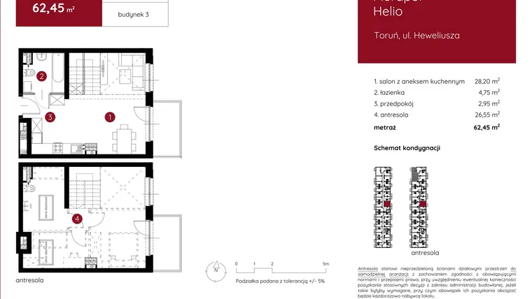 Rzut - Mieszkanie na sprzedaż 1 pokój o powierzchni 62,51 m² - numer 3.B.2.03 w Murapol Helio