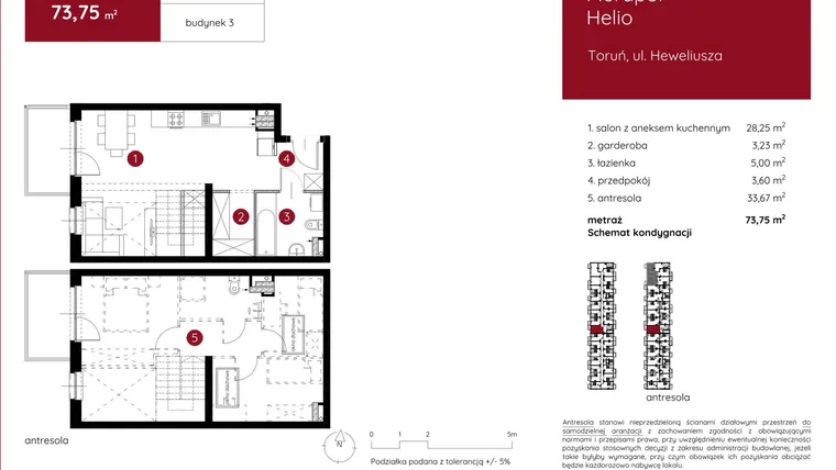 Rzut - Mieszkanie na sprzedaż 1 pokój o powierzchni 74,08 m² - numer 3.B.2.05 w Murapol Helio