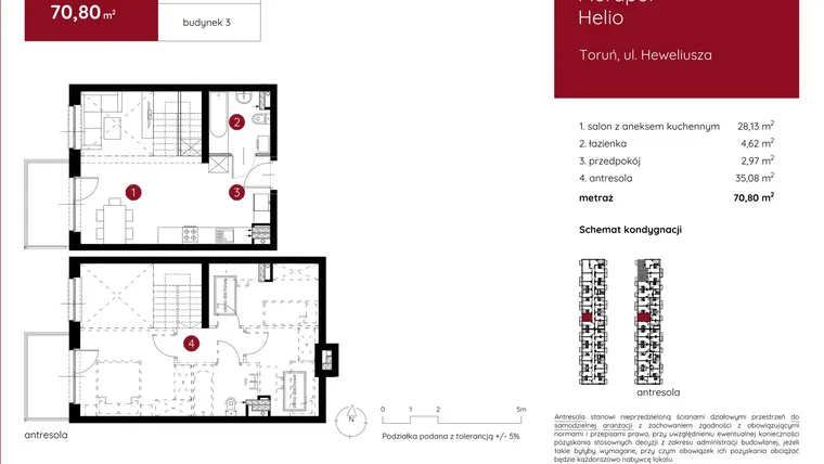 Rzut - Mieszkanie na sprzedaż 1 pokój o powierzchni 70,9 m² - numer 3.B.2.06 w Murapol Helio