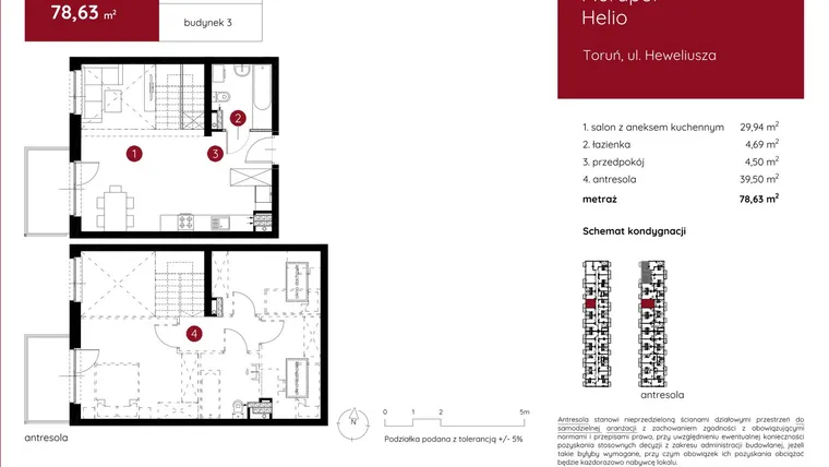 Rzut - Mieszkanie na sprzedaż 1 pokój o powierzchni 78,95 m² - numer 3.B.2.08 w Murapol Helio