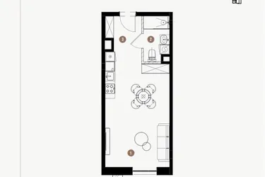 Rzut - Mieszkanie na sprzedaż 1 pokój o powierzchni 35,6 m² - numer 2.02 w WIMA APARTMENTS